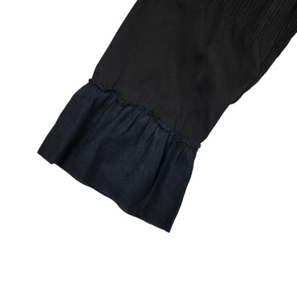 Cotelac Dress Size 2 US 8 Black Tunic Ruched Lagenlook Mixed Media Button Up - Picture 4 of 7